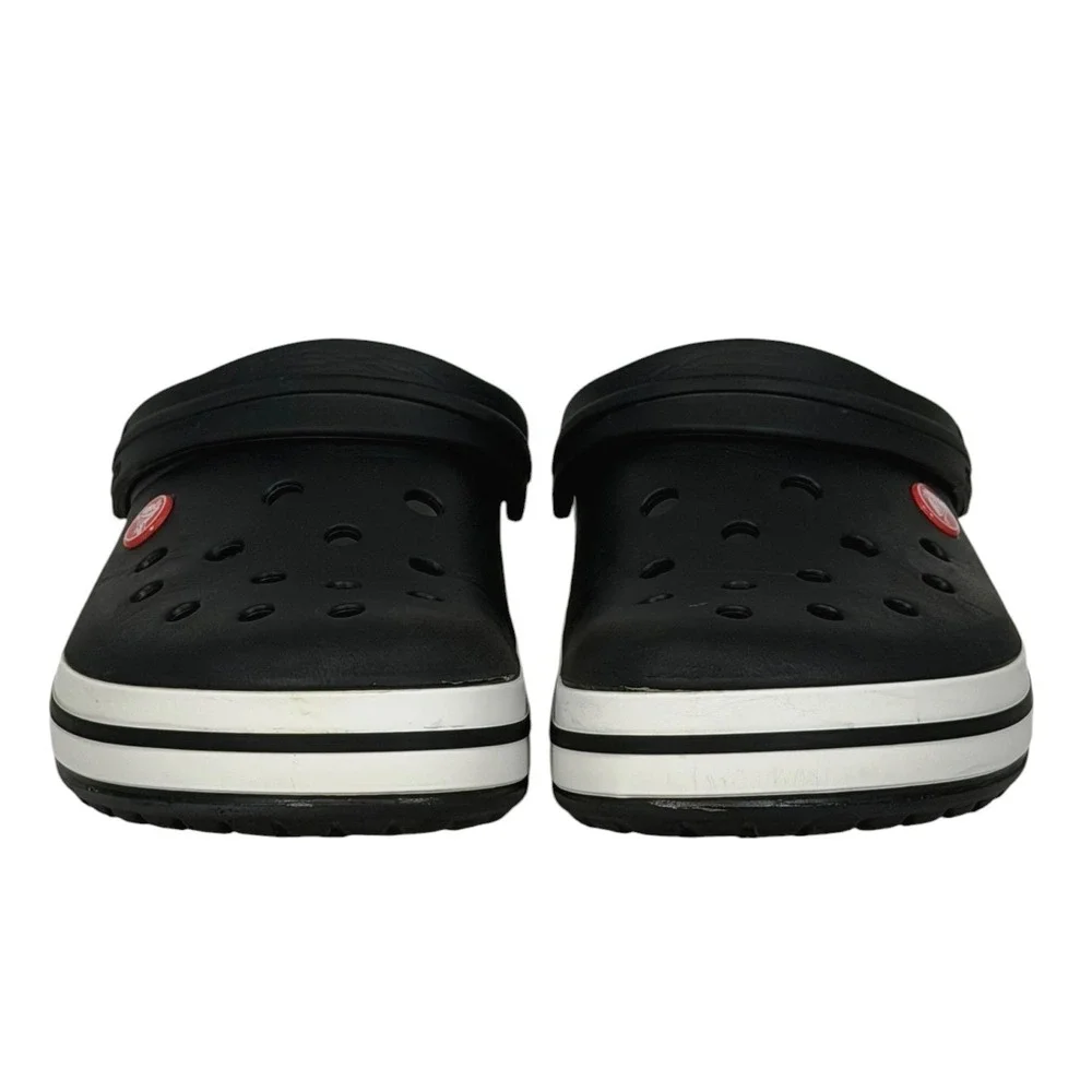Crocs Crocband Clogs Black White Striped Midsole Mens 7 Womens 9 11016-001